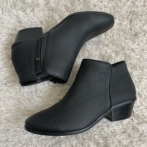 Black Faux-Leather Heeled Booties